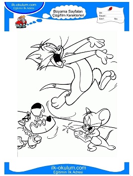 Çocuklar İçin Tom ve Jerry Boyama Sayfaları 